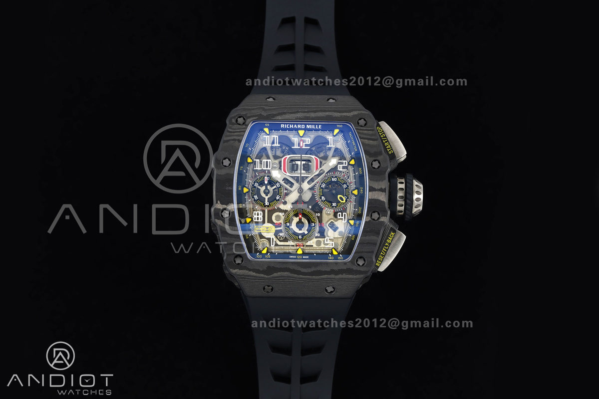RM011 Black Carbon ABMF Best Edition Skeleton Dial on Black Rubber Strap A7750